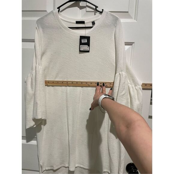 NWT ATM Anthony Thomas Melillo White Lightweight Terry Ruffle Sleeve Dress Med - Picture 9 of 12